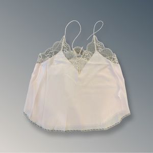 Christy Silk camisole - Gently worn light blush pink color with cream trim